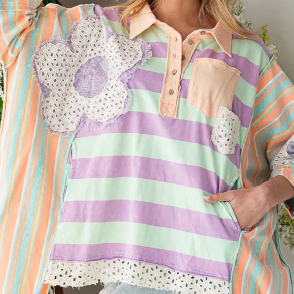 Oli & Hali Tops - 432 NWT Oli&Hali Flower Patchwork Top